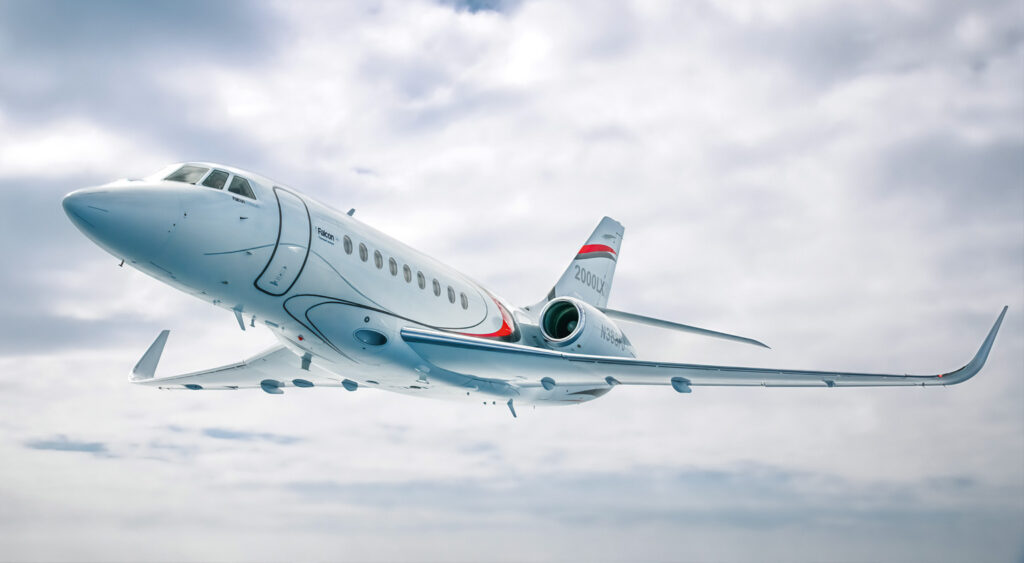 Dassault Falcon 2000LXS exterior view – premium jet charter option