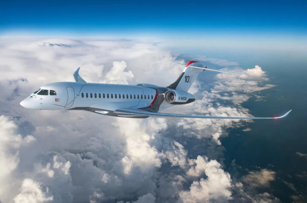 Exterior view of Falcon 10X – Dassault’s most advanced private jet