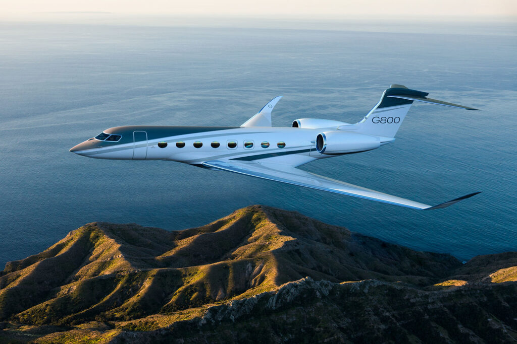Exterior of Gulfstream G800 – flagship luxury business jet